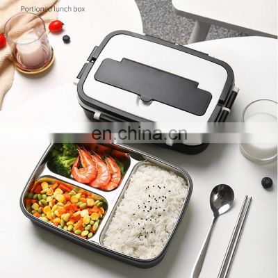 Luxury Reusable Double Wall Eco Friendly 3 Compartment Stainless Steel Bento Black Lunch Box