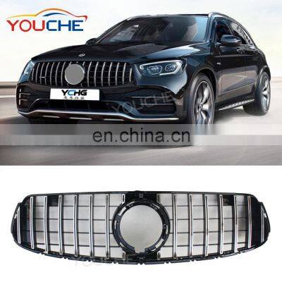 2020 GT Style W253 Front Bumper Grill for Mercedes Benz GLC X253 GLC300 GLC350 ABS Silver grill with Camera
