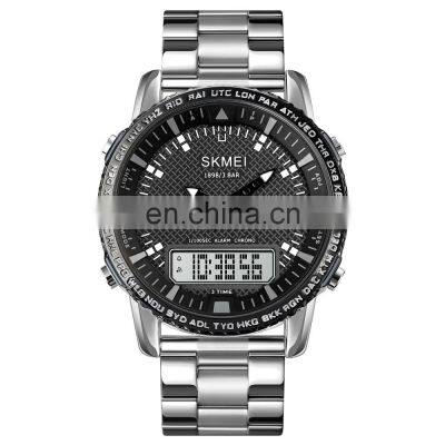 SKMEI 1898 Luxury Brand New Arrival Men Digital Watches Analog Waterproof Fashion Stainless Steel Strap Wristwatches