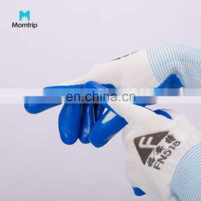 High Quality Hand Protection 13g Blue Nitrile 3/4 Palm Dipped White Safety Protective Work Gloves