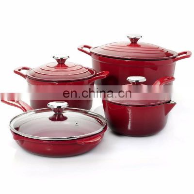 China Kitchen Ware 24Cm Enamel Non Stick Cooking Pot Frying Pan Cast Iron Cookware Set