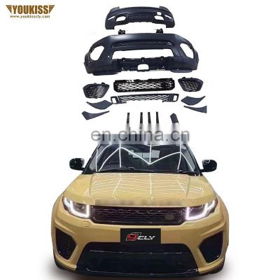 Genuine Front Rear Car Bumpers For Land Rover Evoque Upgrade SVR Body Kits Car Grille Flog Lamp Grille Rear Diffuser With Tips