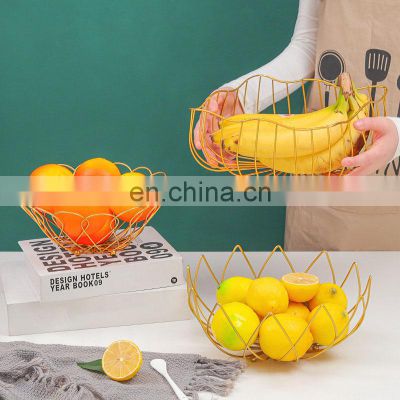 Creative Wire Countertop Golden Iron Vegetable Storage Fresh Gift Storage Metal Mesh Kitchen Fruit Basket