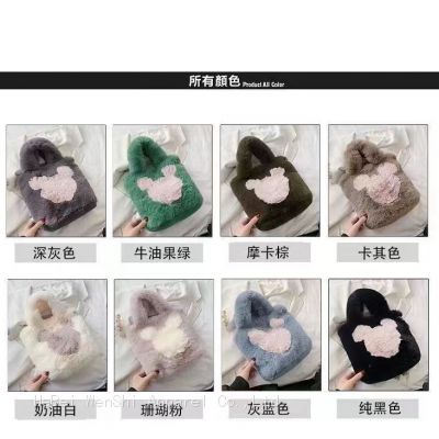 39Plush bag autumn and winter hot selling new fashion hand bill of lading shoulder foreign style chain diagonal bag