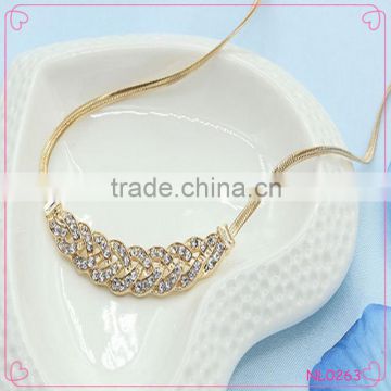 Fashion Jewelry Silver Plating Snake Chain Diamond Pendant Necklace