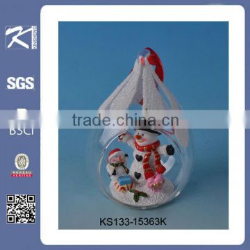 2016 Kinsheng Polyresin Unique Styling Unsealed Glass Ball Snowman For Christmas Gifts