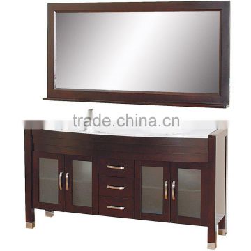 solid wood bathroom furniture with white glass top