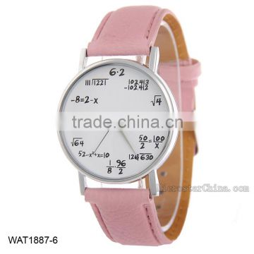 Creative Personalized Mathematical Formula Pink Leather Wrist Watch