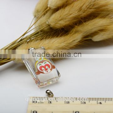 Twelve Chinese zodiac signs souvenirs 3D monkey K9 crystal pendant customised images rice art pendant for necklace