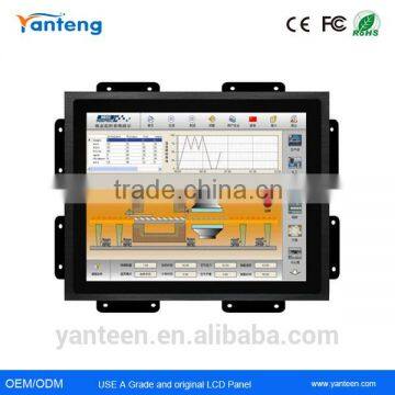 Aluminun alloy enclosure True flat panel 12inch open frame monitor with resistive and capacitive touchscreen option