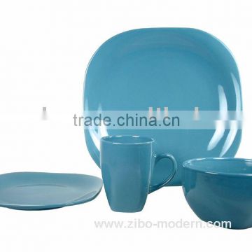 16pcs set of square shape dinnerware in LIGHT BLUE color