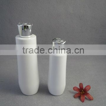 PETG material cosmetic lotion bottle with silvery rose cap
