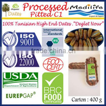 Organic Processed Pitted Dates C1,Tunisian High Quality Dates "Deglet Noor" Category Dates, Processed Dates without seeds, 400 g