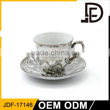 The shape of the pumpkin coffee tea cup and saucer with golden edge