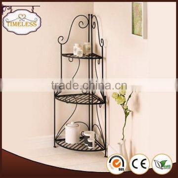 Hot sale wrought iron 3 tier bathroom corner shelf