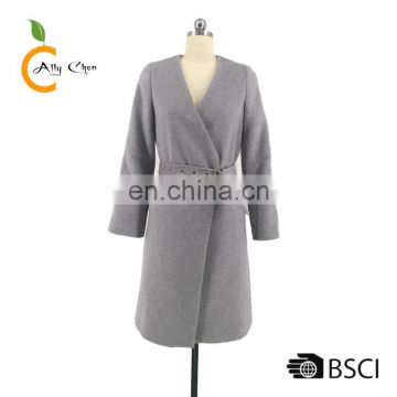 Wrap design elegant shape double spring autumn jacket coat women