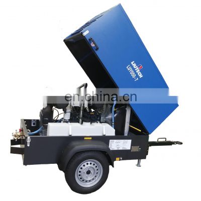 Portable air compressor 185 cfm kubota for road works