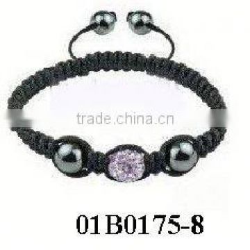 brithday gift pray crystal bracelet wholesale shamballa beads skull shamballa bracelet with Polymer clay Crystal balls