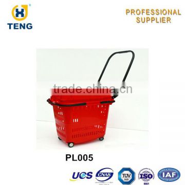 PL005 Portable Dual Purpose Shopping Basket with Wheels Plastic Handle Plastic Basket