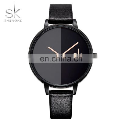 SHENGKE SK Elegant Watch Two-tone Dial Unique Design Popular Ladies Quartz Movement Custom Logo Watches K0065L reloj para mujer
