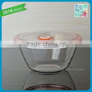 Large capacity glass bowl for tableware with rubber lid