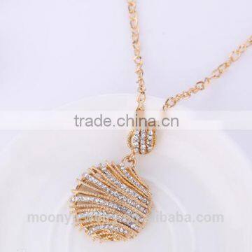 Factory hot design crystal necklace chain fashion double round strip pendant necklace