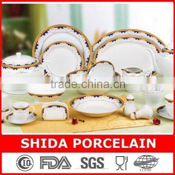 91pcs porcelain dinner set gold design/Silver design