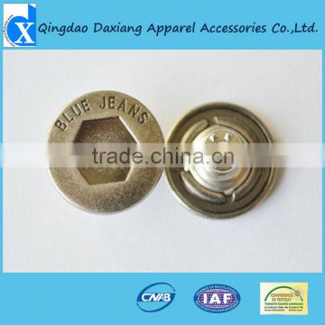 metal shank button with logo for jeans