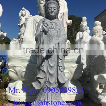 Guanyin Female Buddha Statue White Marble Stone Statue Hand Carving Sculpture For Pagoda, Temple No 45