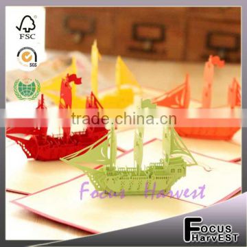 Handmade card 3D sailing boat paper card laser greeting and gift cards pop up universal fashion gifts