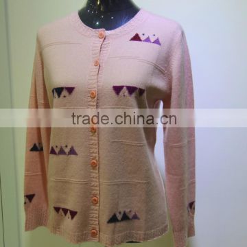 girls sweater design American partten winter cashmere cardigan crew neck cashmere sweater from Inner Mogolia