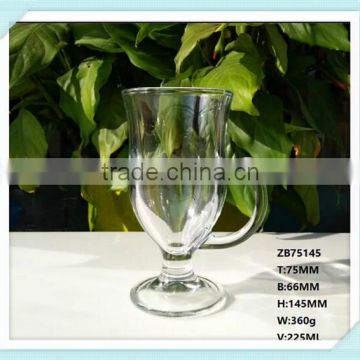 2016 new design latte coffee glass 225ml coffee glass cup with handle