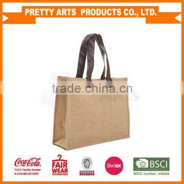 organic jute bag with PU handle