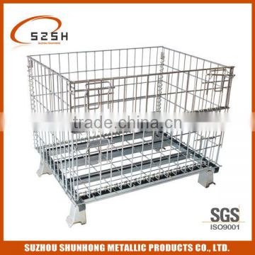 zinc plaed folding storage cage with wheels