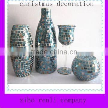 Christmas Decor Malachite Green Mosaic Tall Vase Handmade Elegant Flower Arrangements