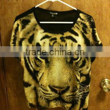 graphic tiger head animal print t-shirt top