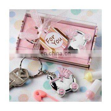 Pink Baby Carriage Design Key Chains