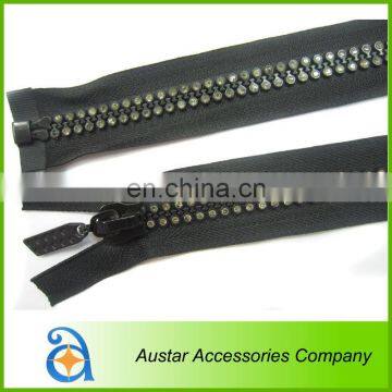 Black Crystal Diamante Gem Rhinestone zippers Wholesale