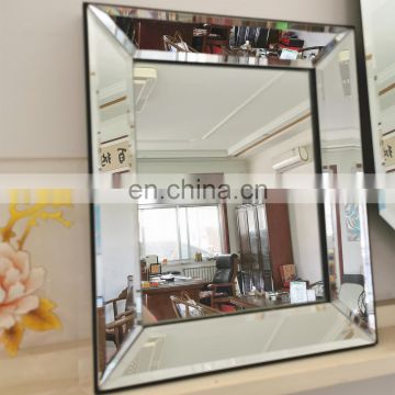 Cheap rectangle custom size China factory framed beveled glass border mirror