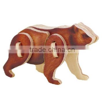 Promotional educational DIY 3D wooden toy mini animal Bear