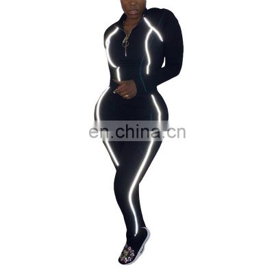 Manufacturer wholesale women's suit sexy solid color tight-fitting casual long-sleeved two-piece large size custom LOGO