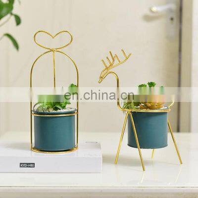 2021 New Arrival Luxury White Gold Decorative Artificial Metal Planter Flower Pot