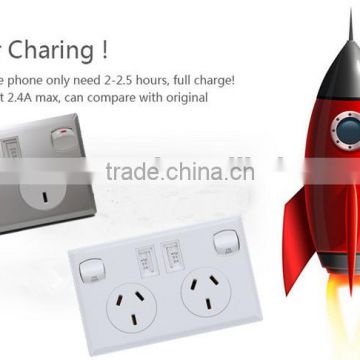 silver faceplate power point with double usb power socket for australian market