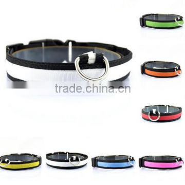 Hotsale 7 Colors Stylish Dacron Glow Led Dog Pet Tag Flashing Light Up Safety collar