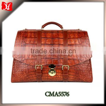 Noble Double Use Crocodile Embossed Pattern Leather Messenger Bag, Crocodile Pattern Shoulder Messenger Leather Bag