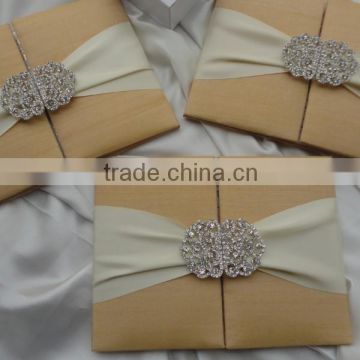 Gold Silk Wedding Invitation with embellishment