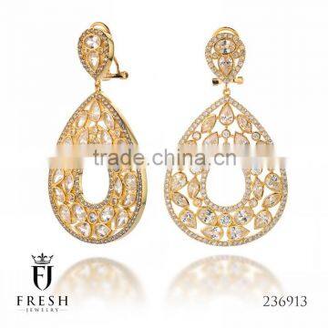 Fashion Gold Plated Earring - 236913 , Wholesale Gold Plated Jewellery, Gold Plated Jewellery Manufacturer, CZ Cubic Zircon AAA