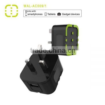 Latest Walnut 2.1A single UK plug USB cellphone charger for smartphone