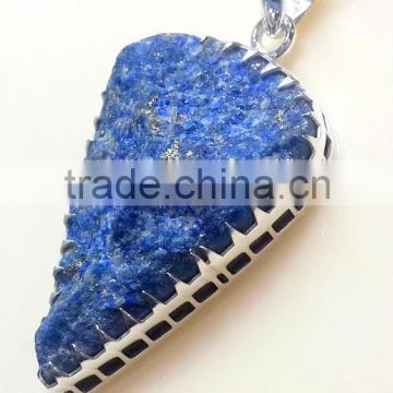 Lapis Lazuli Druzy Pear Prong 925 Solid Sterling Silver Pendant, 925 Sterling Silver Gemstone Pendant, Druzy Gemstone Pendant