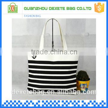 Two handle strap women black and white stripes canvas conference bags